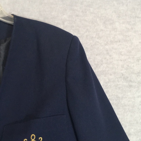 KORET Navy Blue Gold Trim Wrinkle Resistant Fully Lined Like New Career Blazer - Picture 6 of 16